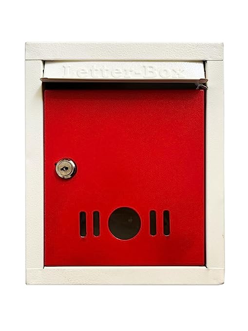 Letter Box for Home, Office, Hospital, petrolpump, Multi use with Key Lock, (Red & White)