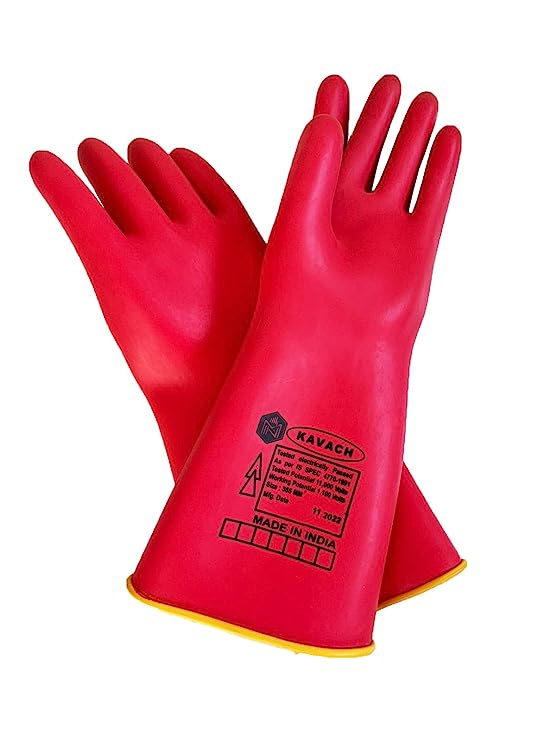 Kavach High-Voltage Red Rubber Safety Gloves